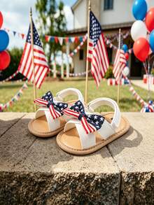 Independence Day Breathable Infant Sandals Floral Pattern - Soft Sole Open Toe Design Suitable For Spring, Summer, Autumn - White - View 7