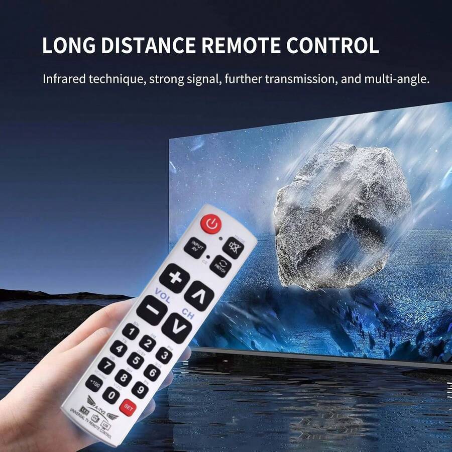 A-TV2 URC-1234ALB Universal TV Remote Control Compatible With Almost All TV Brands With Large Buttons - View 1