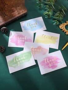 Elegant Watercolor Floral Thank You Card Set - Decorated With Gold Foil, Perfect For Expressing Gratitude On Thanksgiving, Halloween, Christmas, Graduation And Other Occasions - Multicolor - View 2