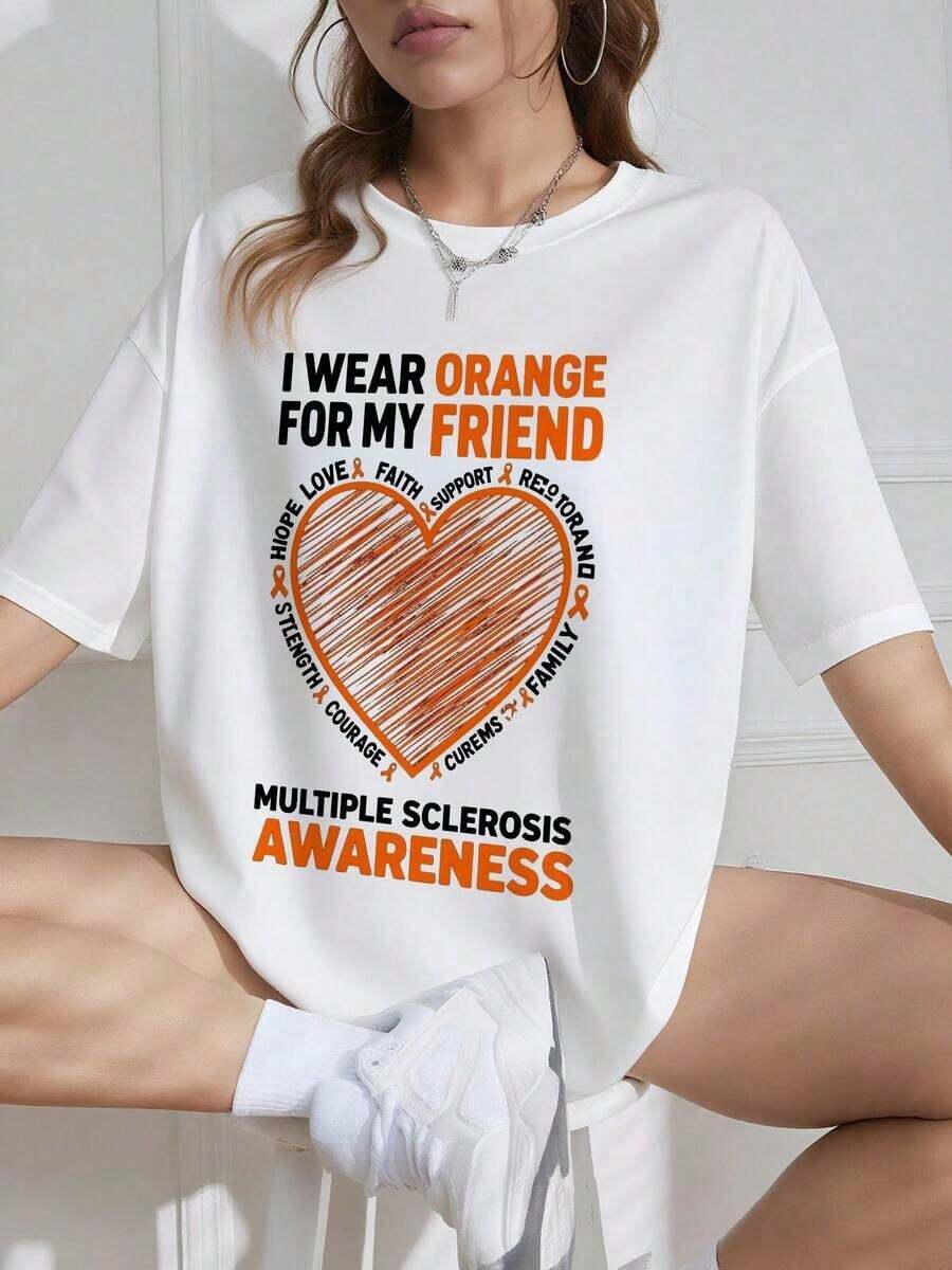 Me pongo naranja por mi amigo con esclerosis múltiple -2 Transpirable y cómodo - Blanco - Ver 1