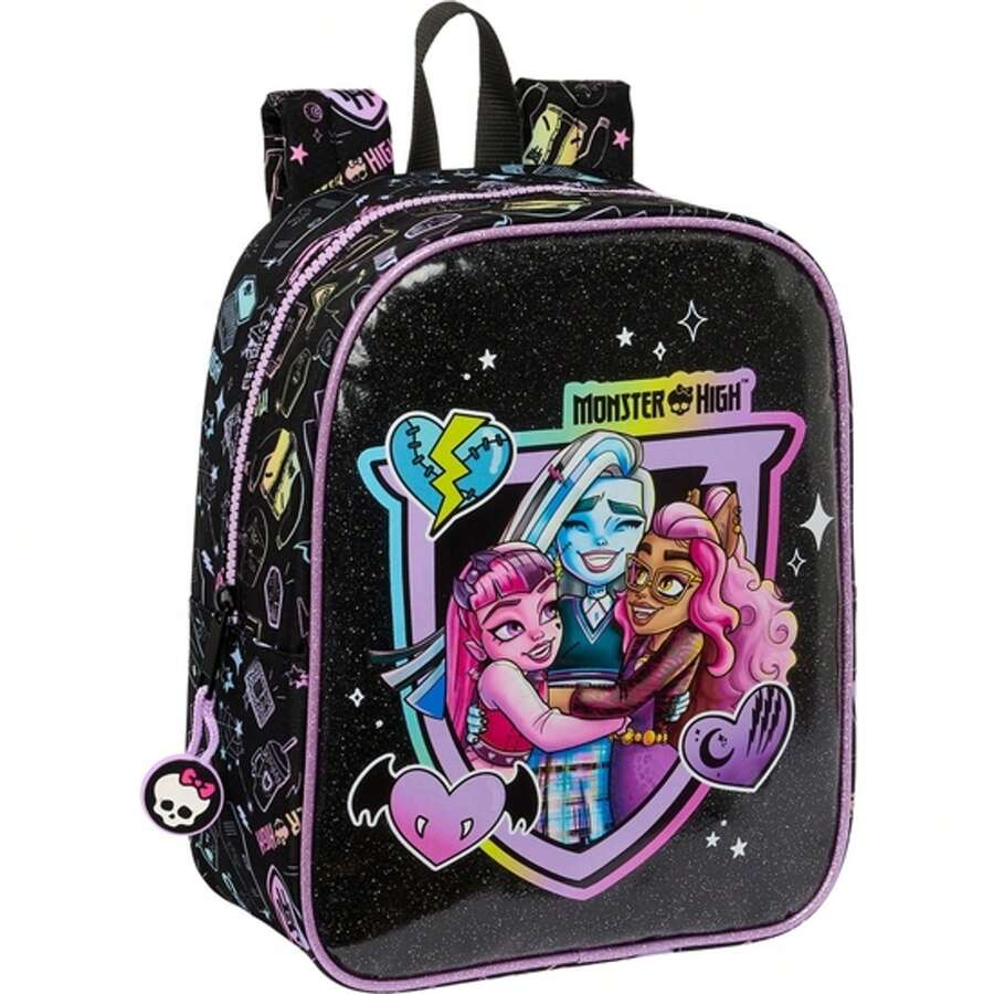 Safta Monster High 大型 Monster High Compact Evolution 兒童拉桿背包,帶可拆卸可清洗內襯,可透過拉鍊連接到拉桿箱,配有頂部提手和身份標籤,均碼 - 免費送貨 ✅ 西班牙大陸 24/48 小時送達 - 選項 6 - 查看 1