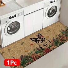 1pc Husky Pattern Printed Linen Kitchen Rug, Bathroom Mat, Doormat, 3D Printed Rectangular Carpet For Living Room, Bedroom, Hallway, Bathroom, Laundry Room - Polyester Rug For Indoor And Outdoor Home Decor - Multicolor - View 13