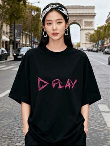 Modern Casual Urban Style Black T-Shirt With Vibrant Graphic Print, A Unique And Versatile Clothing Option For Young People And Adults, One Size Fits All, 2023 Fashion - 黑色 - 查看 1