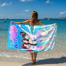 1pc K-Pop Anime Idol Girl Group Graphic Print Beach Towel, Multiple Patterns And Sizes Available, Soft Quick-Drying, Sand-Proof And Sun-Proof, Suitable For Beach, Swimming, Travel, Fitness, Bathroom And More - Baby Blue - View 24