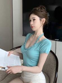 Women Blouses & Shirts - Blue - View 8