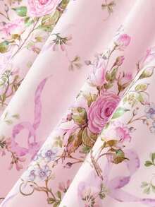 MOD Vestido con estampado floral romántico, espalda abierta y lazo - Multicolor - Ver 7