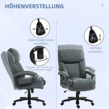 Large High Office Chair, 200 Kg Load Capacity, Sturdy Construction, Soft Upholstery, Grey - Grey - View 4