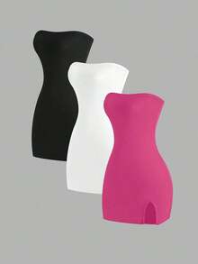 Vestido ajustado bandeau de 3 piezas para mujer, para atuendos de Año Nuevo - Multicolor 3 - Ver 6