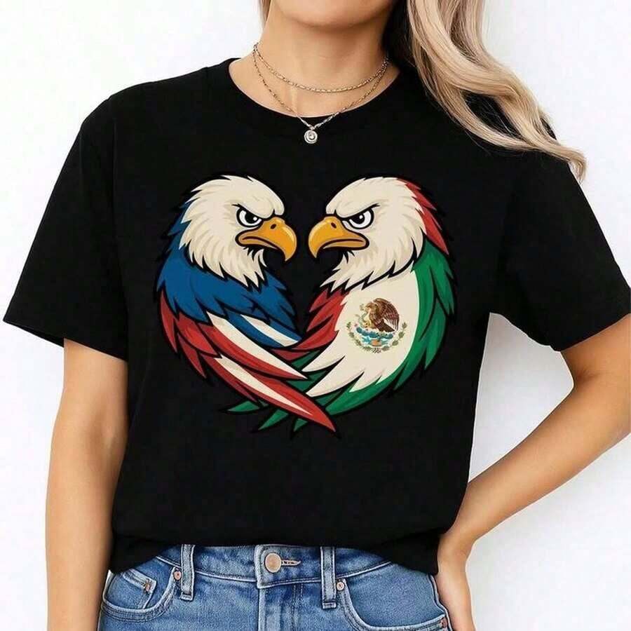 Camiseta UniS-ex de manga corta con la bandera de Estados Unidos y México, patriótica, Estados Unidos, América Latina, Nuevas camisetas220g UniS-ex Basic Cotton T-Shirt - Great ValueSuitable for all people, whether woM-en or M-enhigh-quality durable fabric suitable for all seans,ft to the touch but built to lastBreathabletops woM. en atuendo de otoño. S para woM. en vaC. Conjunto de ropa deportiva. S woM. con un disfraz de Halloween - Negro - Ver 1