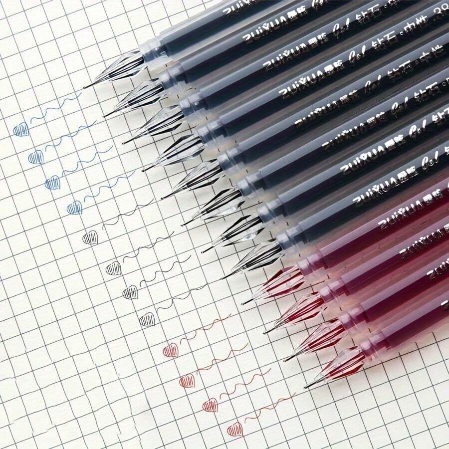 3pcs/Pack Large Capacity Diamond Pattern Plastic Needle Tube Neutral Pens, 0.5mm Carbon Ink, Student Exam Use, Back To School Stationery, High-Quality Gift - Sets - View 1