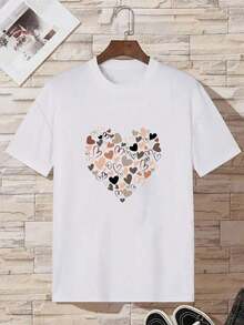 This Casual T-Shirt Features A Simple Print, A Round Neck, And Short Sleeves. The Classic, Basic Design Is Universally Flattering, And The Loose, Relaxed Fit Feels Comfortable And Breathable. The Fine, Soft Texture Is Soft Against The Skin And Breathable, So It Won't Pill Or Lose Its Shape Over Time. The Subtle, Elegant Print Design Is A Must-Have For Summer. This Versatile Piece Pairs Perfectly With All Kinds Of Bottoms-You Can't Go Wrong. - 白色 - 查看 7