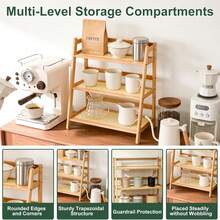 3-Tier Wood Color Trapezoidal Storage Rack, Stable Sturdy Minimalist Desktop Organizer For Home Cosmetics Cup Snack Storage - 1PC - View 7