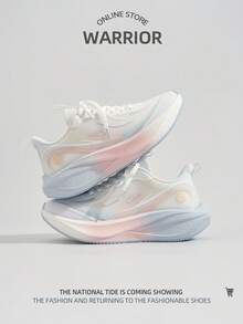 WARRIOR 1双女士系带运动鞋，时尚百搭舒适休闲户外跑步鞋 - 白淺粉黃色 - 查看 4
