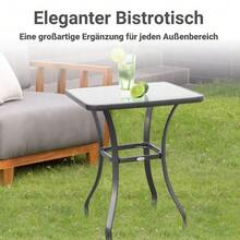 Square Glass Garden Table, Weatherproof, Black, 68.5 X 68.5 Cm, For Balcony, Terrace Or Garden. - Black - View 4