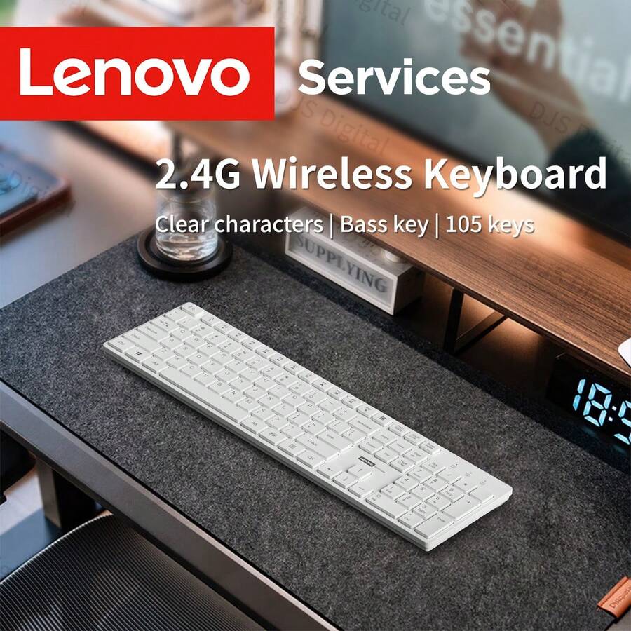 Lenovo 联想 K280 2.4GHz 无线键盘，全尺寸 104 键静音键盘，带数字小键盘，适用于办公台式机和笔记本电脑 - 查看 1
