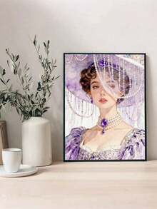 Elegant Lady In Purple Dress And Pearl Hat DIY Oil Painting By Numbers Painting Crafts Adult Home Decoration 40x50cm/16x20inch Holiday Gifts - Sets - View 4