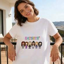 Camiseta de Moda Unisex con Estampado de Dibujos Animados Katseye, Estilo Retro Streetwear, Nueva Camiseta Casual de Algodón de Manga Corta y Cuello Redondo. Playeras De Mujer Algodon Blusas Frescas Para El Calor Blusas Dama Playeras Mujer Blusa Blanca Playeras Basicas De Mujer Blusas Oversize Para Dama  Y2k Mujer Verano Camisetas De Mujer Algodón Playeras Para Mujer Envio Nacional - Blanco - Ver 8