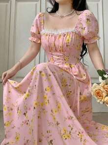 Women Midi Dresses - Rose - View 4