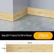 20pcs Self-Adhesive Wood Grain Baseboard PE Foam Faux Vintage Mediterranean Living Room Bedroom Skirting Board, Home Decor Wall Trim, Door Frame Decoration - Skirting Board - View 3