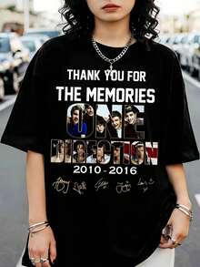 One D-DirectionS Thank You For The Memories 2010-2016 Tribute Printed T-Shirt - Black - View 6