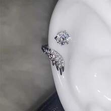 1Pc Red Sword 316L Stainless Steel Ear Bone Nail For Women Fashion Rhinestone Earrings Accessories Jewelry Gift Stud Earring - 白色 - 查看 10