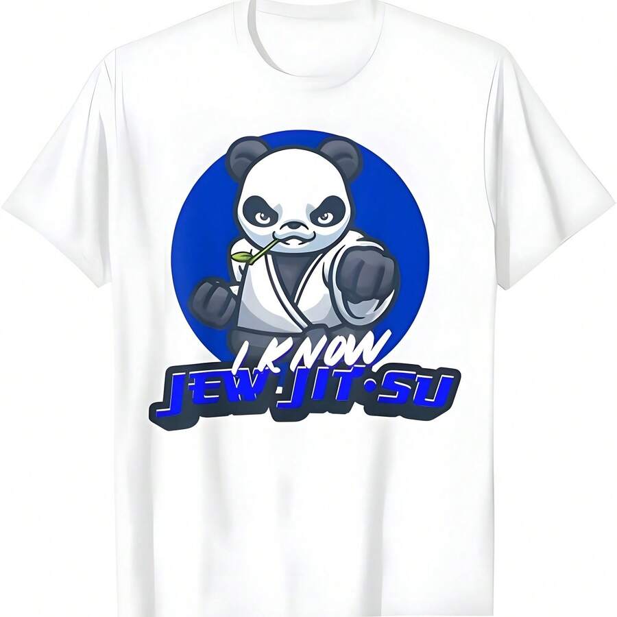 Yo conozco judíos Jitsu Karate Panda camiseta - Blanco - Ver 1