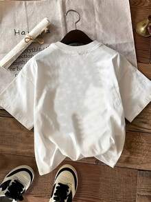 Women's Short-Sleeved T-Shirt, 100% Cotton, With Print 62. Elegant Party Outfit, T-Shirt For Elegant Ladies, Blouses Suitable For Curvy Women, Prom Skirts, Casual Wear. Adorable Animal Print, Fun Letter Print. - 白色 - 查看 2