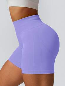 NcmRyu Women's Seamless Versatile Tight Fit Running Workout Training Fitness Shorts Sports - Purple - View 5