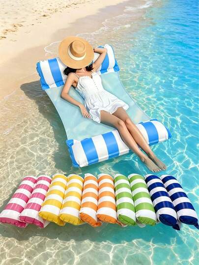 Opblaasbare drijvende hangmat voor de zomer, geschikt voor volwassenen in het zwembad, op het strand en voor andere wateractiviteiten. Multifunctionele PVC-zwembadmatras, loungestoel en drijffunctie, ideaal voor op reis en voor thuis in het zwembad.