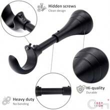 6 in Curtain Rod Brackets Heavy Duty Large Curtain Rod Bracket Extra Long Curtain Holder for 3/4 to 1 inch Rods 4 pcs Brackets for Curtain Rods Wall Mount Set of Four Black - Negro  Juego de 2 - Ver 5