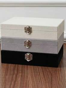 1pc Velvet Jewelry Box, Jewelry Organizer Tray, Multi-Functional Jewelry Display Case, Ring Holder Storage Box, Glass Lid Showcase Box, Large Capacity Jewelry Organizer, Earring Holder, Gift Box, Collection Box, Wedding Gift Box - Multicolor - View 8
