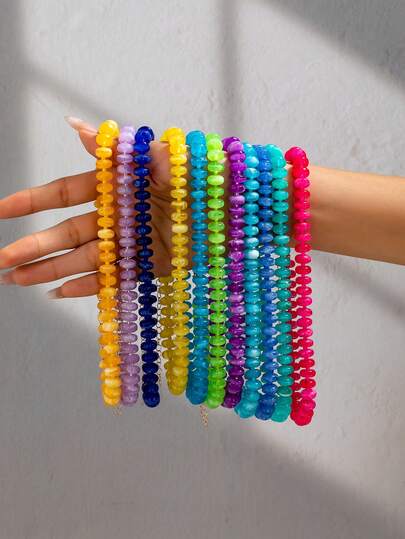 1 chiếc vòng cổ hạt cườm nhiều màu sắc phong cách Boho mùa hè dành cho nữ - Vòng cổ hạt cườm màu kẹo Dopamine, trang sức cho kỳ nghỉ, trang phục thường ngày.