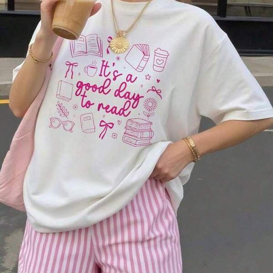Its A Good Day To Read Books Lover Bookworm Women Reading T-Shirt - trắng - Xem 1