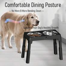 Stainless Steel Elevated Dog Bowls, Anti-Slip Raised Pet Feeder For Large Dogs, Adjustable Height Food & Water Bowls - 2800ML - View 6