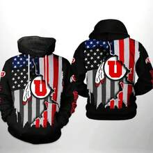 Utah Utes  US Flag 3D Printed Hoodie - Nhiều màu - Xem 1