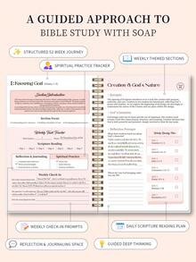 1pc Bible Study Journal Notebook, 52-Week Method Bible Study Guide, Daily Prayer Journal Church Note Taking Faith Gifts Bible For Women & Men, Back To School Supplies Office Supplies - Multicolor - View 7