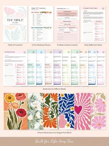 1pc Bible Study Journal Notebook, 52-Week Method Bible Study Guide, Daily Prayer Journal Church Note Taking Faith Gifts Bible For Women & Men, Back To School Supplies Office Supplies - Multicolor - View 8