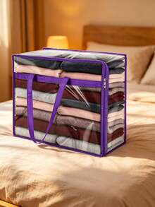 1/2/3 piezas Bolsas de almacenamiento portátiles de gran capacidad, a prueba de humedad y polvo, adecuadas para mudanzas y almacenamiento de edredones - Morado - Ver 3