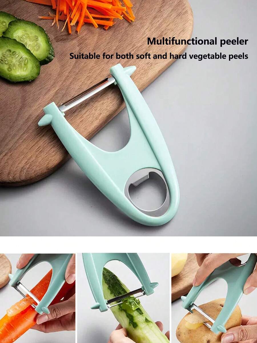 1个创意字母造型削皮器,多功能厨房工具,可用于削水果蔬菜皮,兼具开瓶器功能 - 彩色 - 查看 1