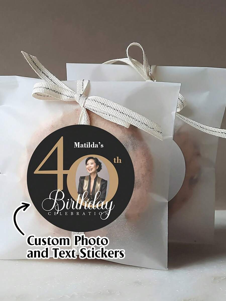Custom Birthday Stickers - Personalized Decorative Labels For Adult Birthday Parties. Self-Adhesive Birthday Stickers, Customizable Photos And Designs. Paper Material - Suitable For Celebrations. Custom Stickers. - Multicolor 03 - View 1