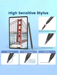 This Stylus Pen Is Compatible With IPad 10.2 Inch (10th Generation)/10.9 Inch (2022 Model), Air 4/5/6/M4, Compatible With IPad A16 (11th Generation, 2025 Model), Compatible With IPad Air 11 Inch And 13 Inch (M3/M2), Compatible With IPad Pro 11 Inch/12.9 Inch. It Features Anti-Mistouch And Tilt Detection Functions, Built-In 90mAh Battery, Capacitive Touch Technology, Suitable For IOS Tablets, In Black Color. - 黑色 - 查看 2