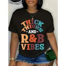 Camiseta Unisex 100% Algodón, Estilo R&B de los 90, para Chicas R&B, Positividad Corporal, Versátil y Holgada - Negro - Ver 7