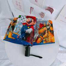 SUPER MARIO BROS. 1件裝經典遊戲關卡與圖標印花透明傘，可愛復古角色設計便攜透明傘，輕量防水折疊傘，適合旅行與日常使用 - 彩色 - 查看 7