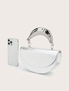 Elegant Patent Leather Women's Handbag, Minimalist Clutch Bag With Chain, Lightweight Luxury Handbag For Parties/Evenings, Perfect Birthday Gift For A Girlfriend, Suitable For Parties - 銅色 - 查看 6