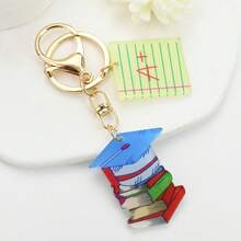 1 pieza Llavero de Graduación Temporada A+ Estudiante Sobresaliente, Decoración de Birrete de Graduación, Libro y Expediente, Estilo Campus Colgante de Mochila Estudiantil, Regalo para Compañeros de Clase y Maestros - Multicolor - Ver 1