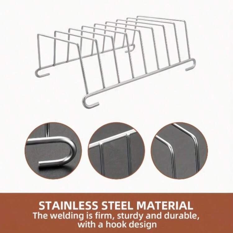 1pc Stainless Steel Bread Rack, Can Bake Multiple Slices Simultaneously - Air Fryer Accessory - Dishwasher , Rust-Resistant - Ideal For Baking Bread, Waffles & Storing Utensils - Suitable For Home Kitchen And Outdoor Cooking - Kitchen Essential - View 5