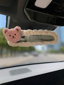 1 pieza Cubierta decorativa para espejo retrovisor con pompón, Protector de espejo retrovisor de coche con diseño de oso lindo, Accesorios de interior de automóvil de alta gama para mujeres - Oso esponjoso - Ver 8