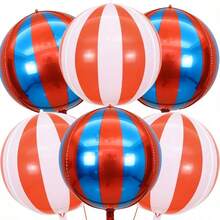 Elegant Striped 4D Round Foil Balloons Set, Red White And Blue Mylar Party Decor, Circus Carnival Gala Backdrop, 4th Of July Decorations, Father's Day Gift, Mother's Day Gift, Graduation, Appreciation Day Gifts, Anniversary, Birthday, Outdoor Inflatable Pool Party Supplies, Home Décor Room Decor, Balloon Wall Art Photo Props - View 7