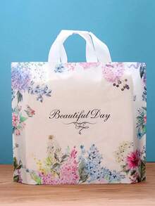 10 piezas Bolsas de regalo de plástico con estampado floral azul y texto "Que tengas un buen día" impreso, adecuadas para fiestas, eventos, embalaje de regalos de San Valentín, decoraciones de baby shower, recuerdos de boda, decoración de reuniones familiares - azul - Ver 2