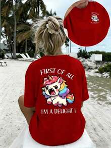 Camiseta Casual de Verano para MujerInformaldeVeranoparaCamiseta de cuello redondo para mujer - Primero que nada, soy una delicia audaz para DoubleUnicornCamisetaCaraGráfica,DivertidaCasualSuperior,SuaveLigeraCamisetaParaPersonalidadesDivertidas,RegaloLindoParaAmantesDeUnicornios&EntusiastasDelHumor,ModaTranspirableConjuntos del 4 de JulioderopaParaMujeresDíaDelPartidoDeLaCopaDelMundoSuave, Ligero, Superior, Fácil de Desmontar, Todo En Conjuntoderopa. Camiseta gráfica 100% algodón para mujer, estilo BrokeyY2K, ropa urbana, cuello redondo, corte holgado. - Rojo - Ver 11